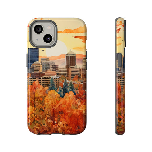 An Urban Autumn Overlook - Impact Resistant Phone Case iPhone 14 Glossy